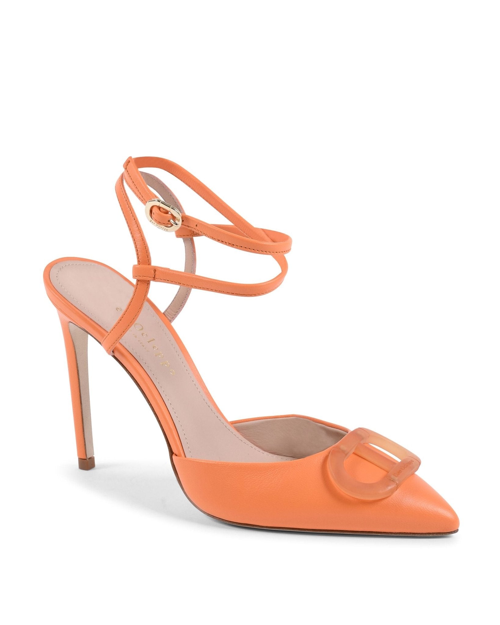 Pandora Orange Leather Pumps - Italian Designer Stiletto Heels - Style Queenz