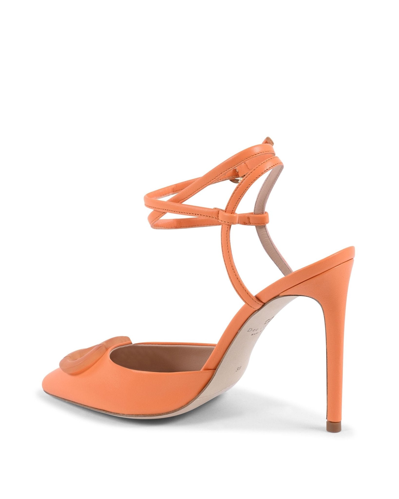 Pandora Orange Leather Pumps - Italian Designer Stiletto Heels - Style Queenz