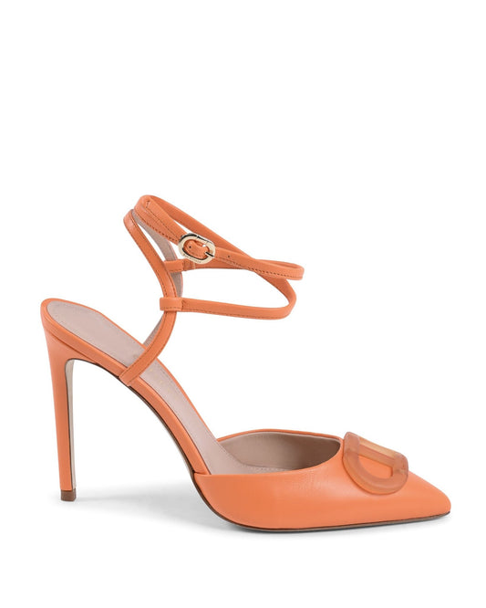 Pandora Orange Leather Pumps - Italian Designer Stiletto Heels - Style Queenz