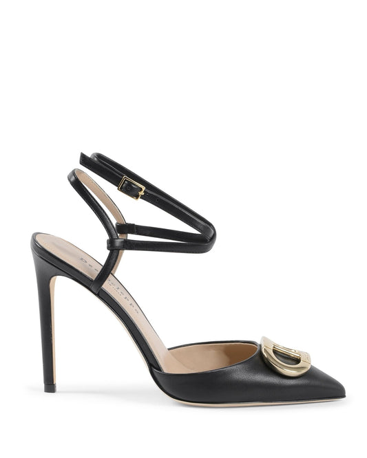 Pandora Pump - Black Italian Leather Stiletto with Lace - Up Ankle Ties - Style Queenz