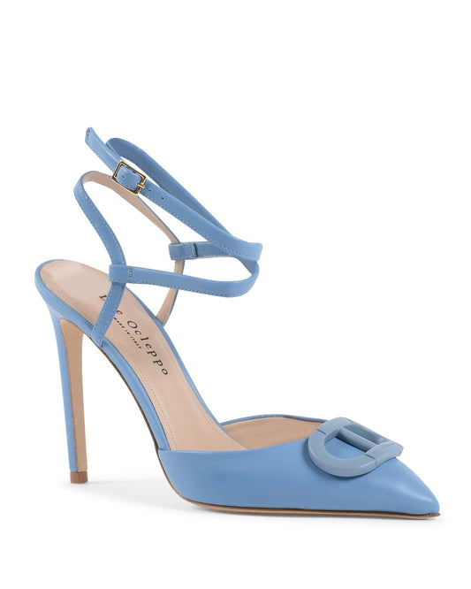 Pandora Pump Blue Jeans - Italian Leather Stiletto Heels with Lace - Up Ankle Ties - Style Queenz