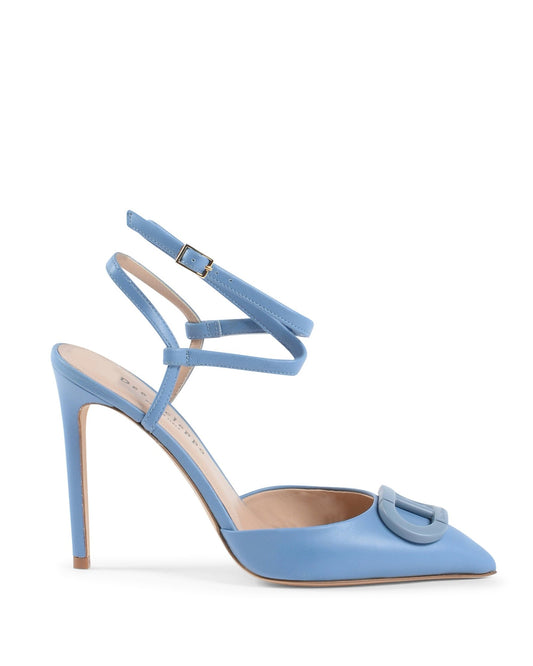 Pandora Pump Blue Jeans - Italian Leather Stiletto Heels with Lace - Up Ankle Ties - Style Queenz