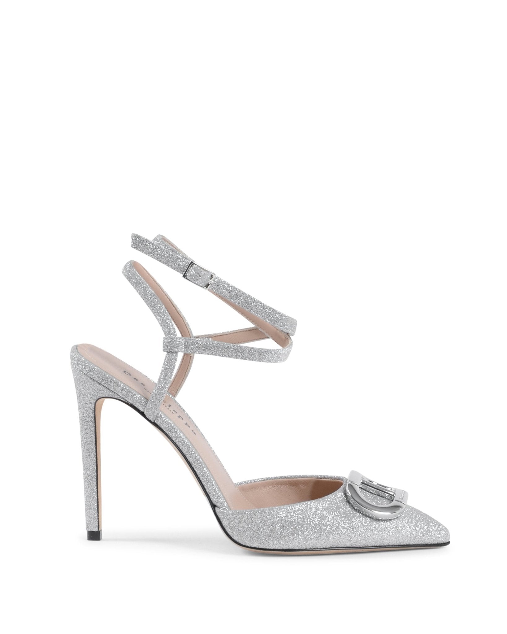 Pandora Pump - Bright Silver Italian Glitter Heel with Dee Ocleppo Logo - Style Queenz