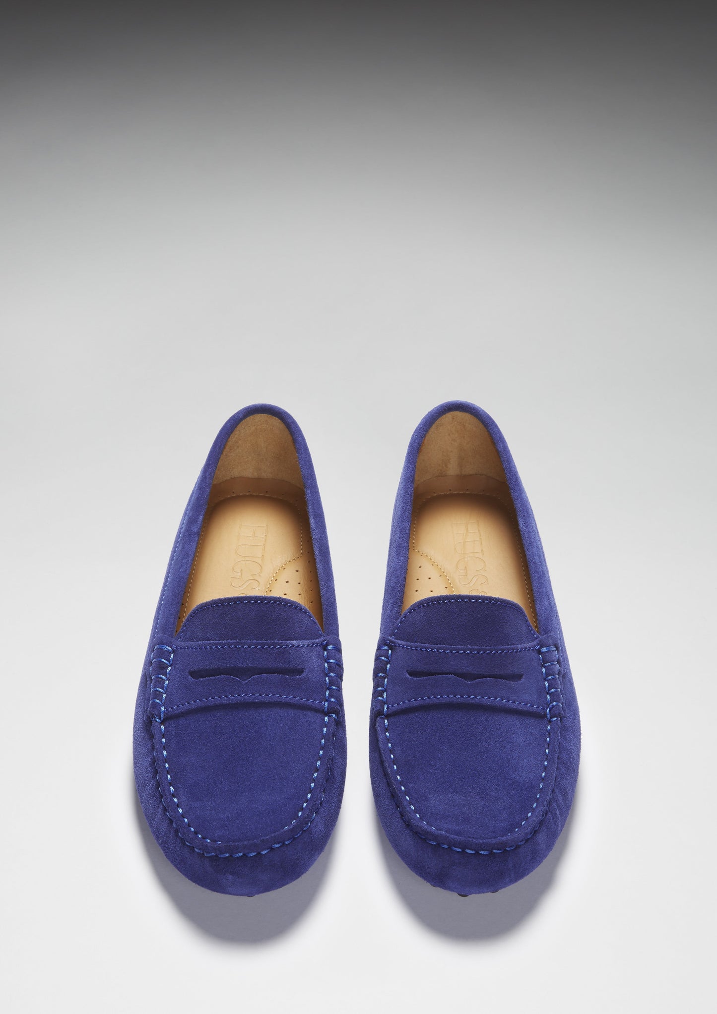 Women's Ink Blue Suede Penny Driving Loafers