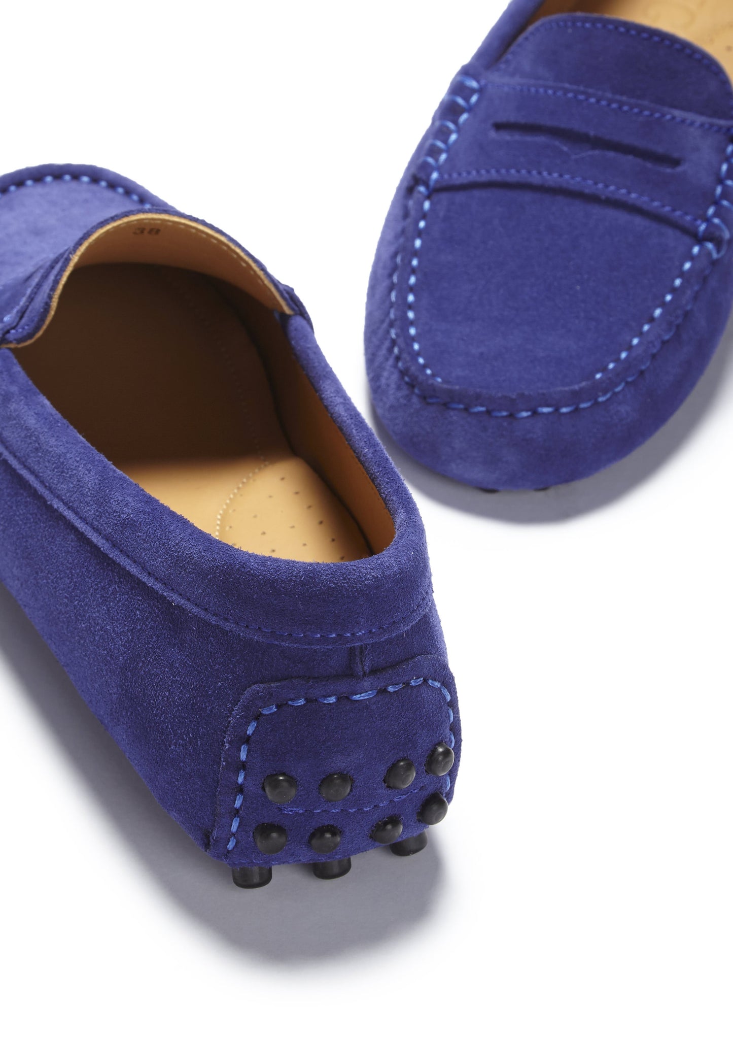 Women's Ink Blue Suede Penny Driving Loafers