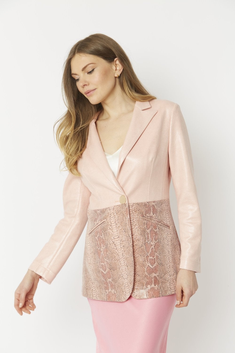 Pink Faux Leather Suede Jacket - Women's