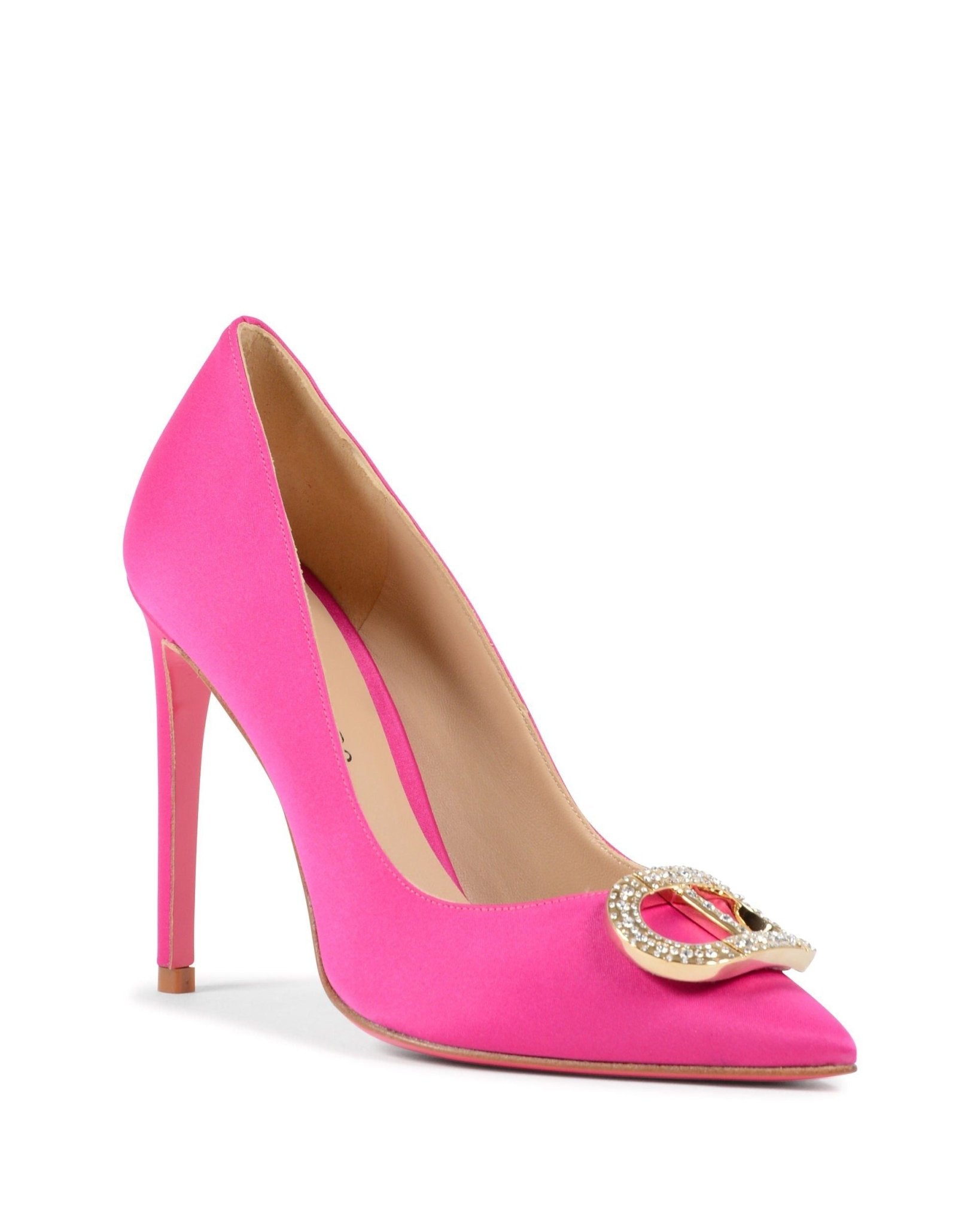 Princess Pump Fuxia - Dee Ocleppo Satin High Heel with Gold Logo - Style Queenz