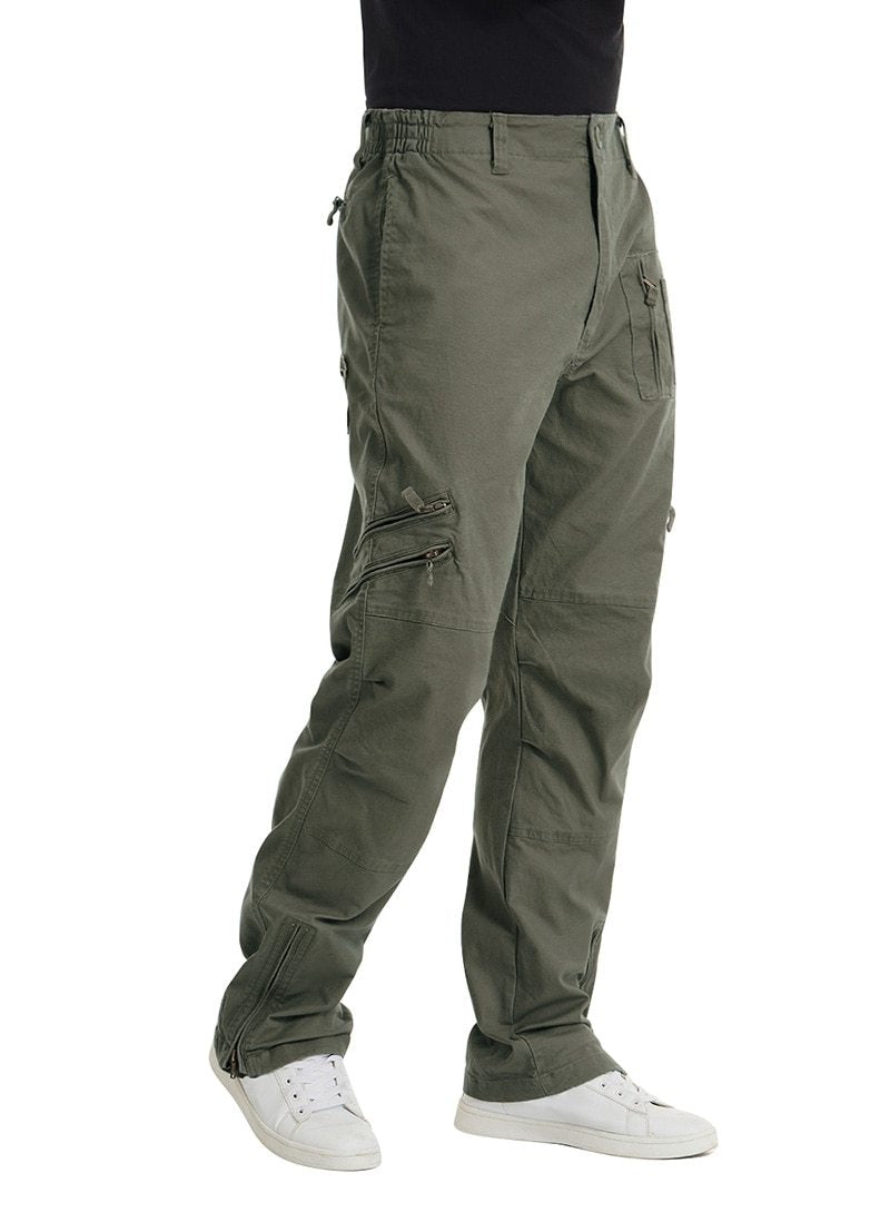 Green cargo pants on a white background