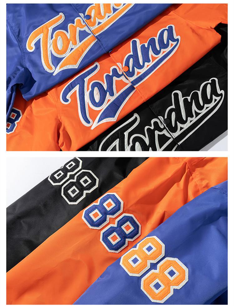 Three jackets with 'Tordna' branding and numbers on a white background
