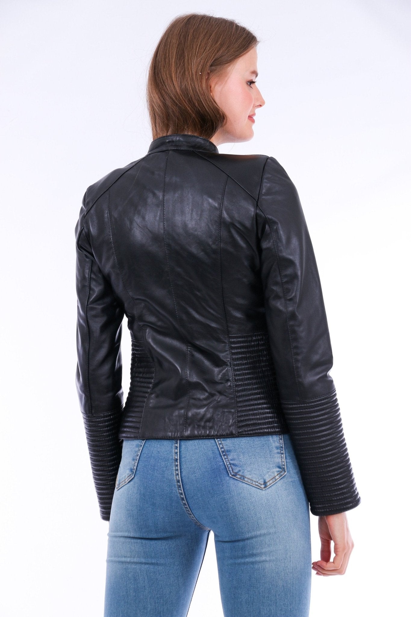 Ravenna Black Leather Biker Jacket - Genuine Nappa Lambskin Motorcycle Jacket - Style Queenz