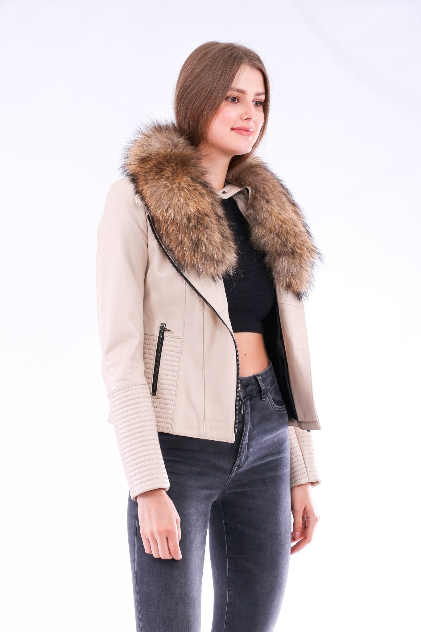 Ravenna White Leather Biker Jacket - Premium Nappa Lambskin Women's Motorcycle Jacket - Style Queenz