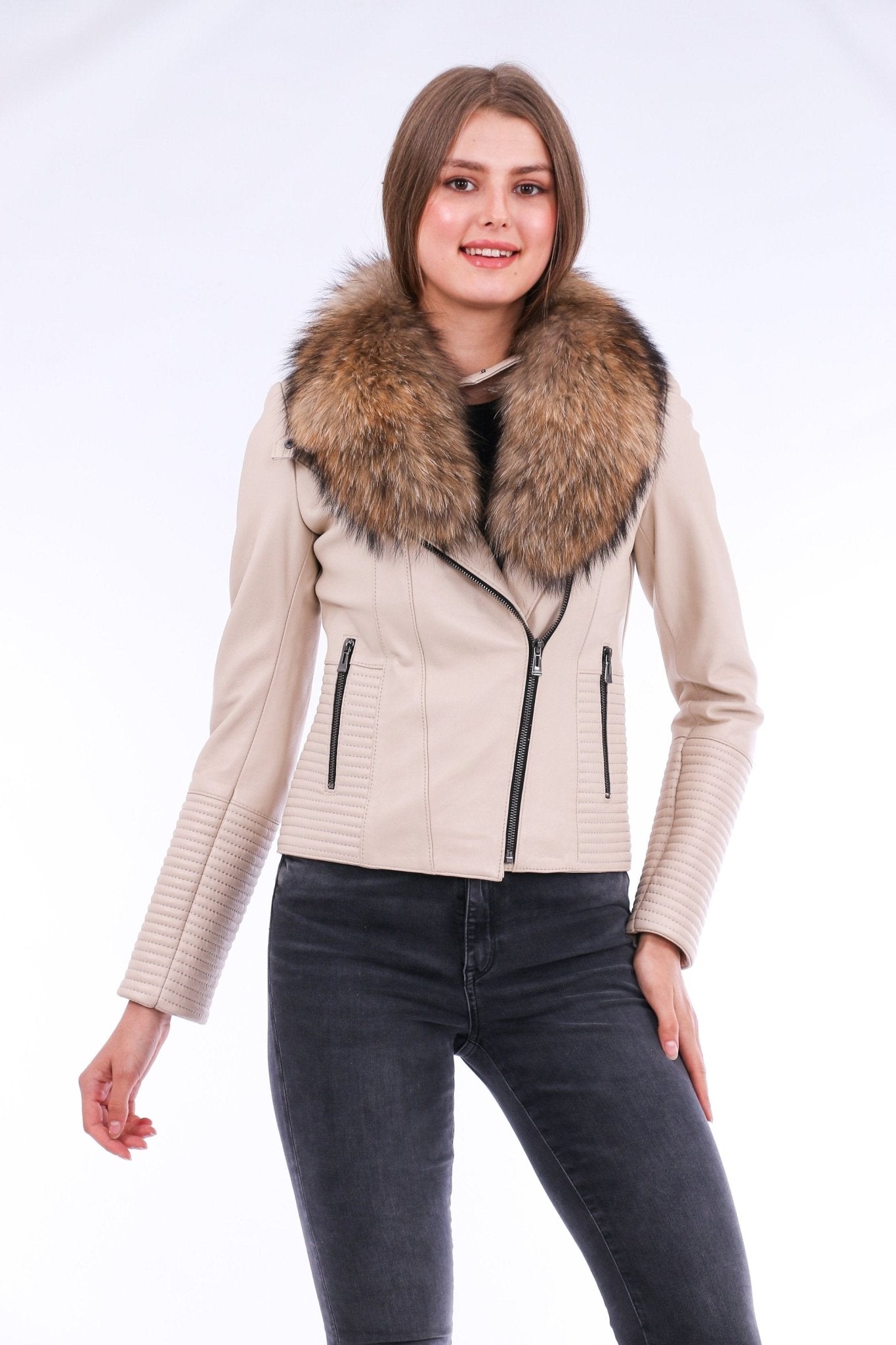 Ravenna White Leather Biker Jacket - Premium Nappa Lambskin Women's Motorcycle Jacket - Style Queenz