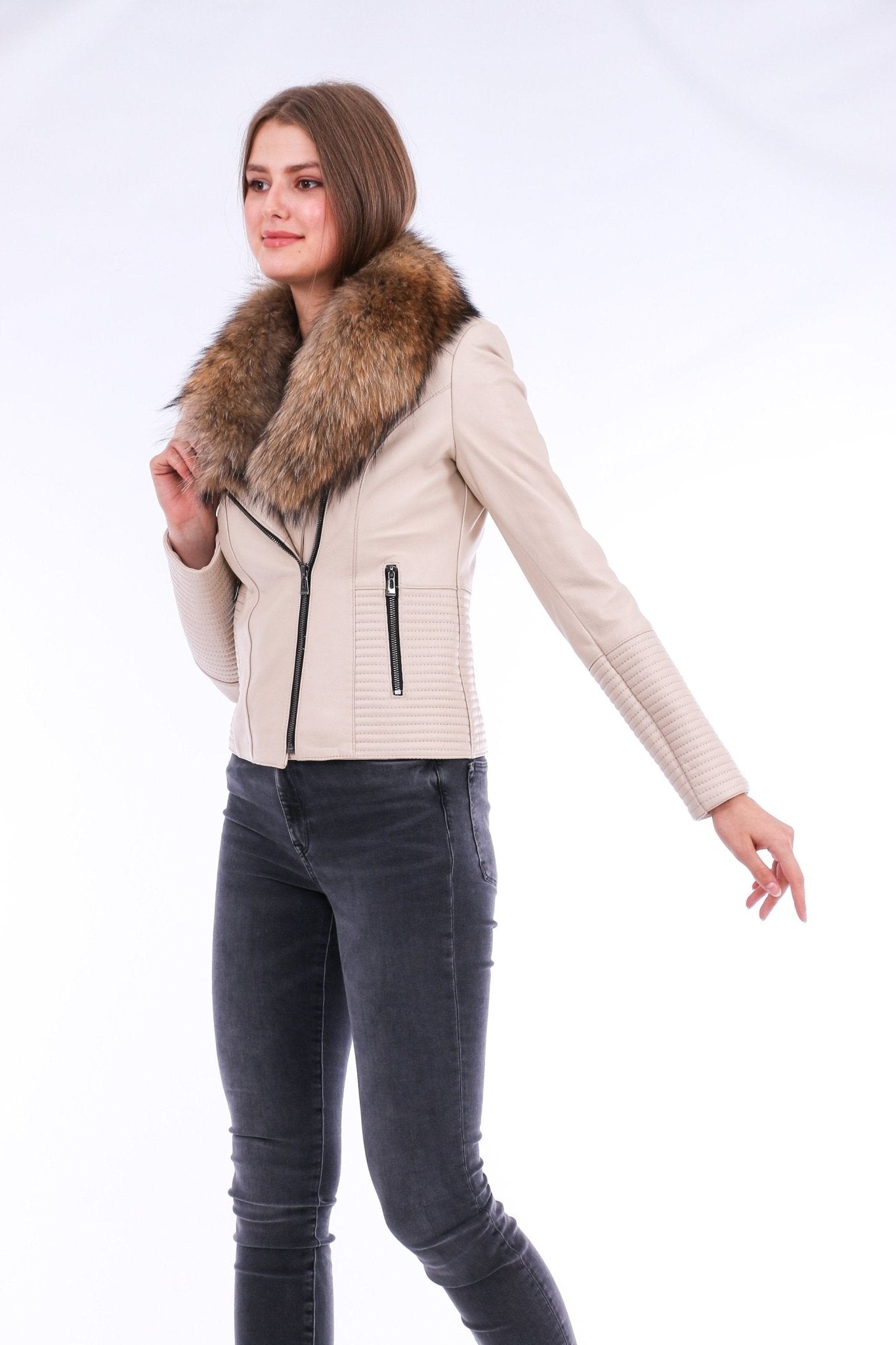 Ravenna White Leather Biker Jacket - Premium Nappa Lambskin Women's Motorcycle Jacket - Style Queenz