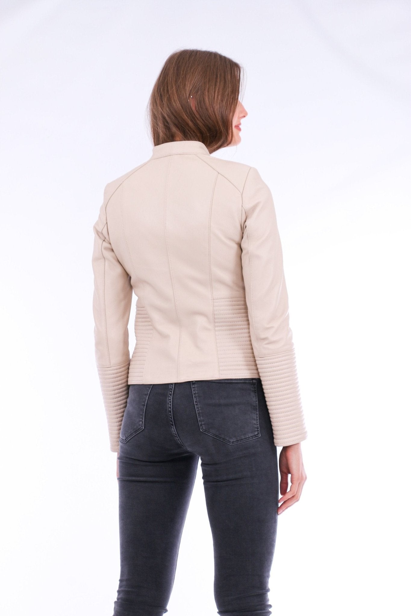 Ravenna White Leather Biker Jacket - Premium Nappa Lambskin Women's Motorcycle Jacket - Style Queenz