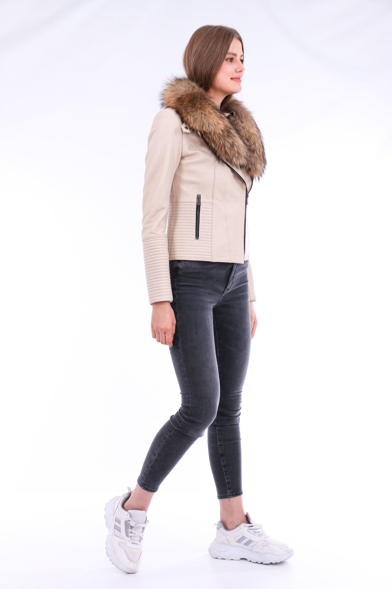 Ravenna White Leather Biker Jacket - Premium Nappa Lambskin Women's Motorcycle Jacket - Style Queenz