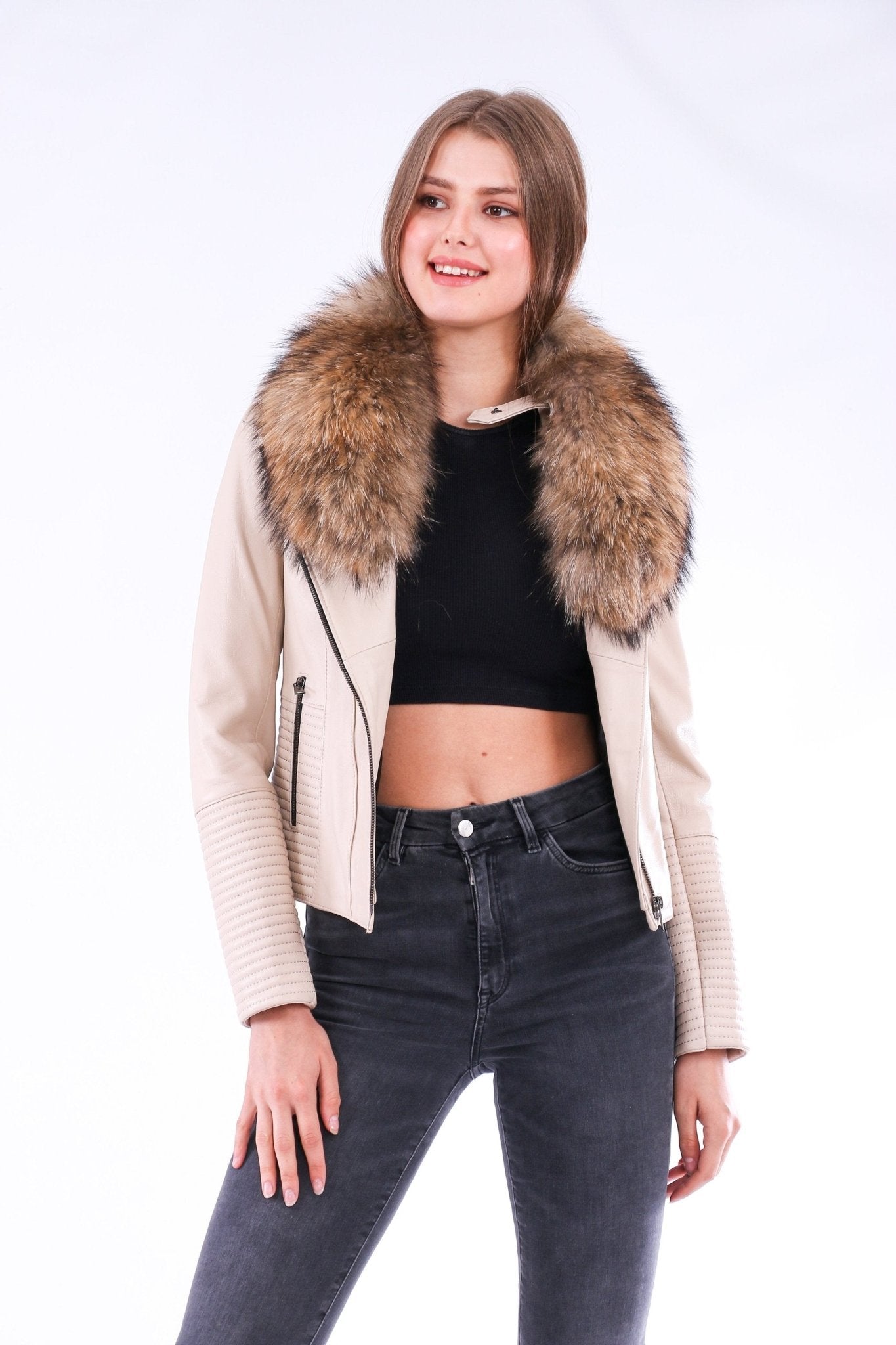 Ravenna White Leather Biker Jacket - Premium Nappa Lambskin Women's Motorcycle Jacket - Style Queenz