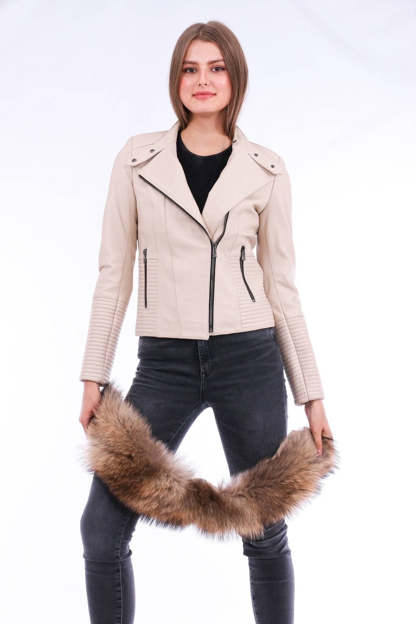 Ravenna White Leather Biker Jacket - Premium Nappa Lambskin Women's Motorcycle Jacket - Style Queenz