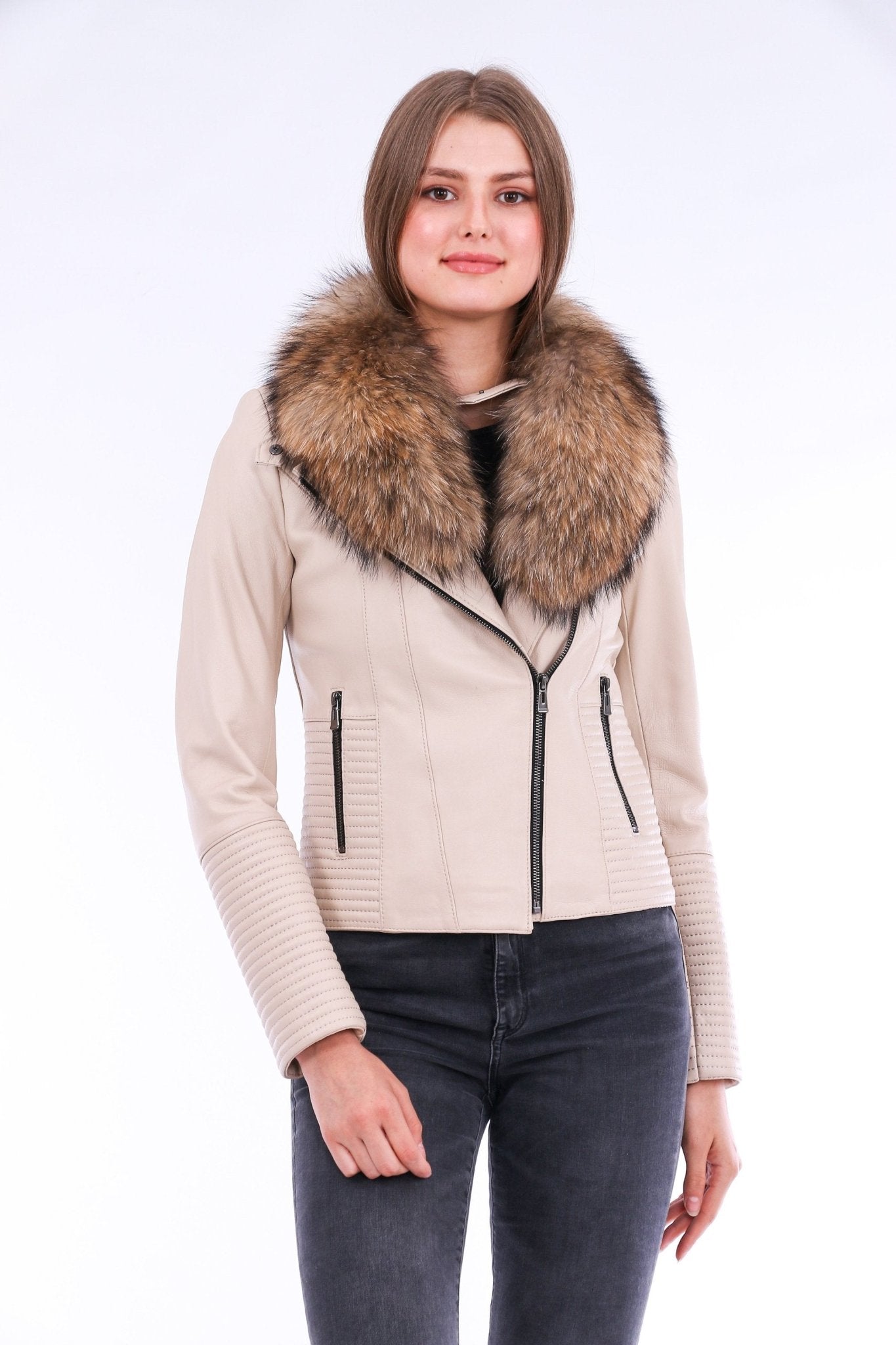 Ravenna White Leather Biker Jacket - Premium Nappa Lambskin Women's Motorcycle Jacket - Style Queenz