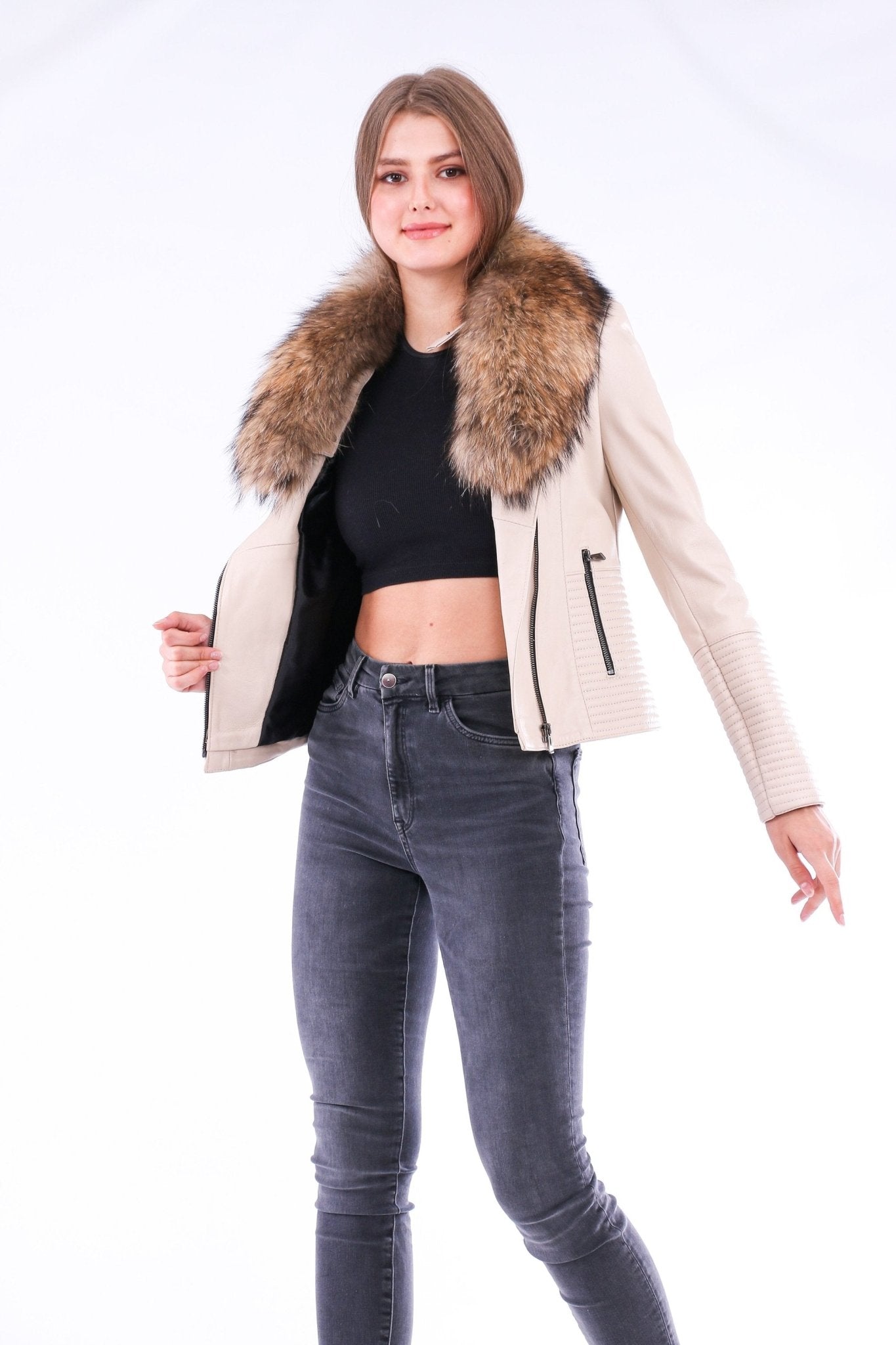 Ravenna White Leather Biker Jacket - Premium Nappa Lambskin Women's Motorcycle Jacket - Style Queenz
