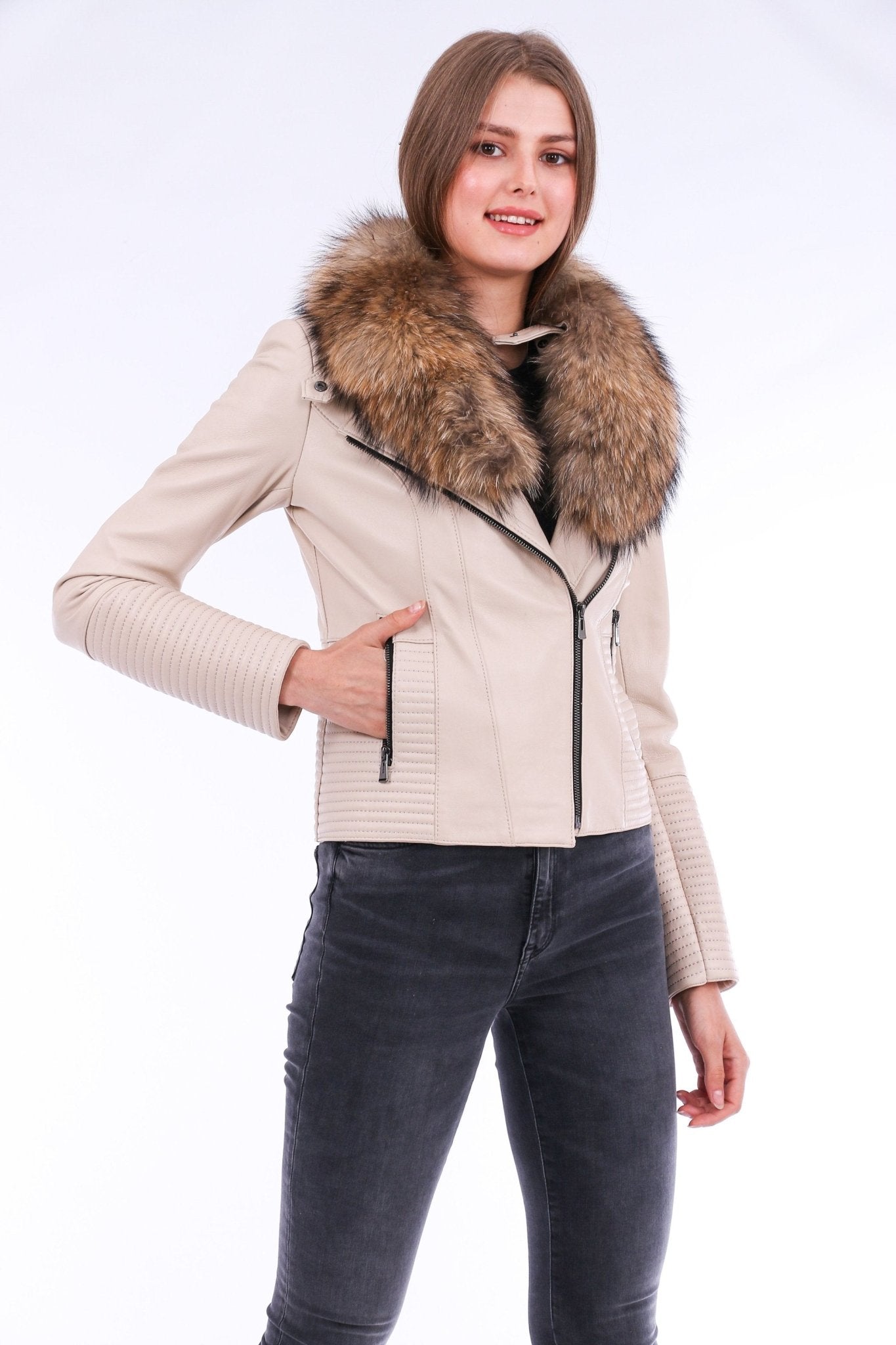 Ravenna White Leather Biker Jacket - Premium Nappa Lambskin Women's Motorcycle Jacket - Style Queenz