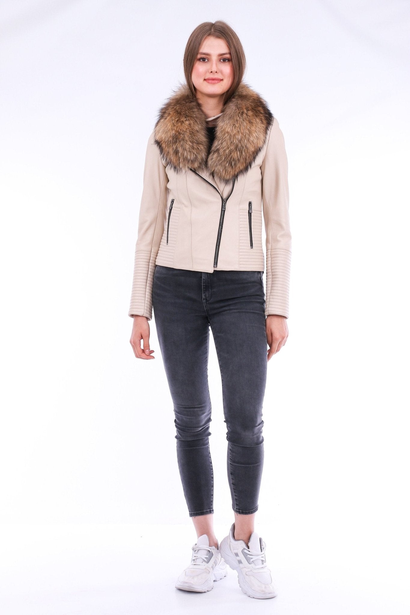 Ravenna White Leather Biker Jacket - Premium Nappa Lambskin Women's Motorcycle Jacket - Style Queenz