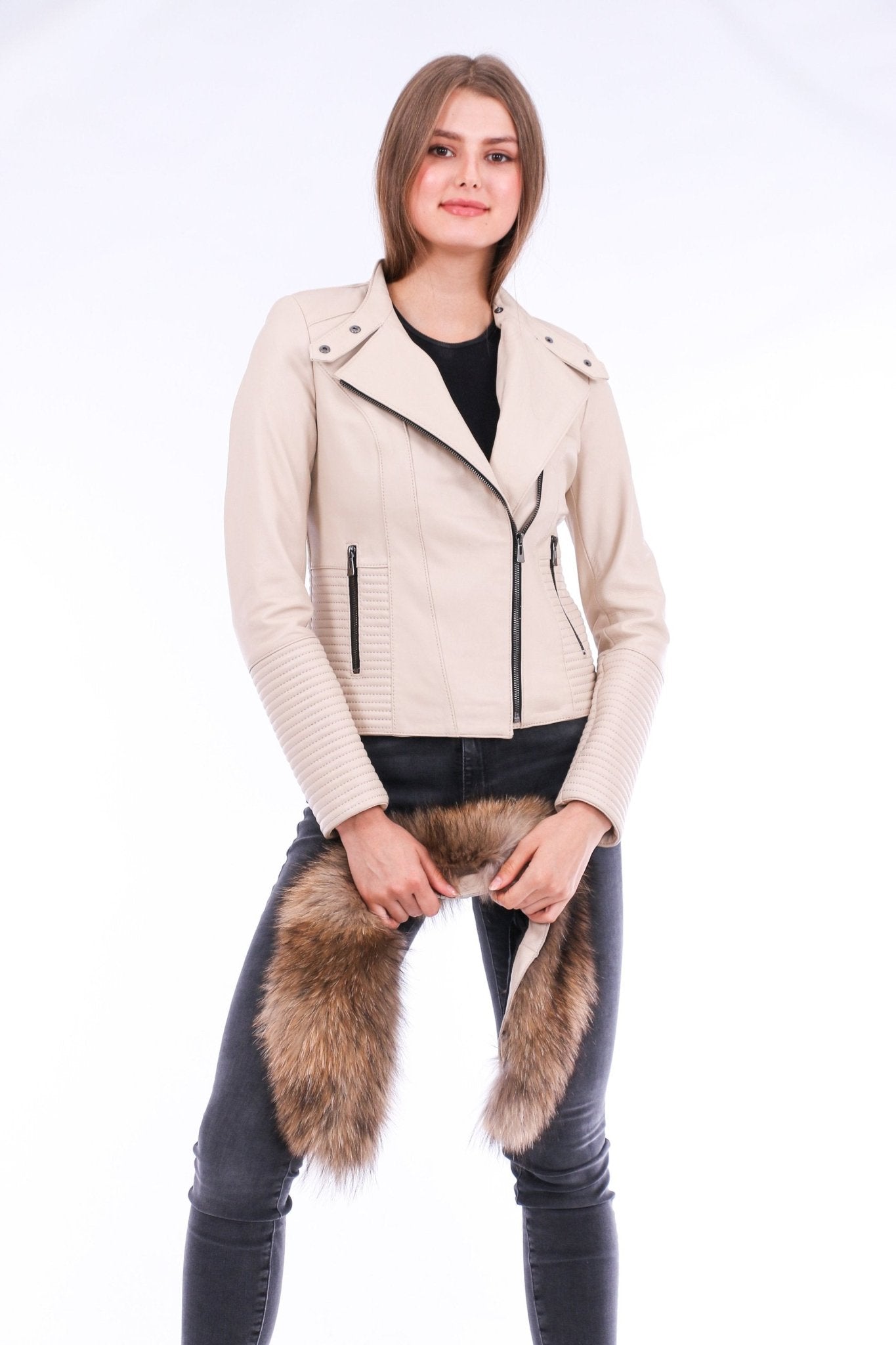 Ravenna White Leather Biker Jacket - Premium Nappa Lambskin Women's Motorcycle Jacket - Style Queenz