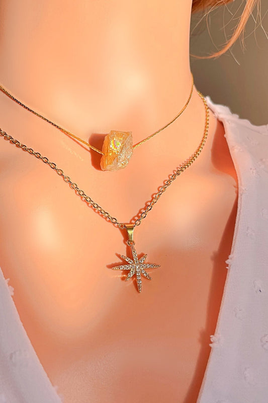 Raw Natural Crystal 24K Gold Pendant Necklace - Healing Jewelry - Style Queenz