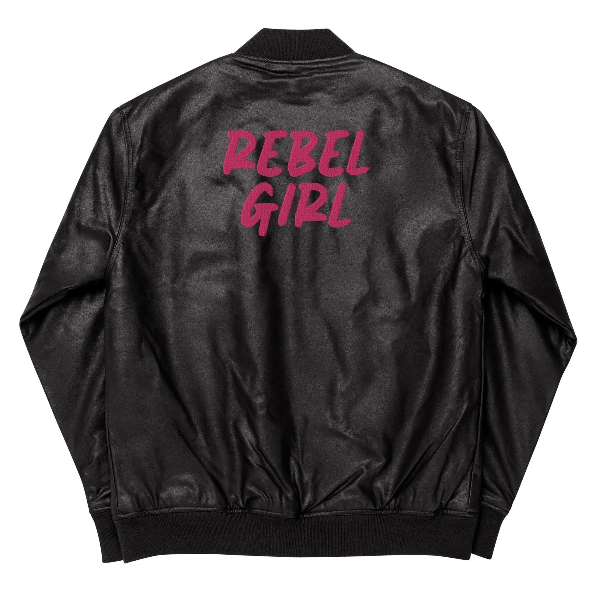 REBEL GIRL Faux Leather Bomber Jacket - Vegan Leather Outerwear - Style Queenz