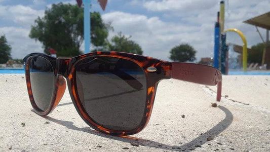 Red Bamboo Tortoise Sunglasses with Engraved Wood Case - Eco - Friendly Eyewear - Style Queenz