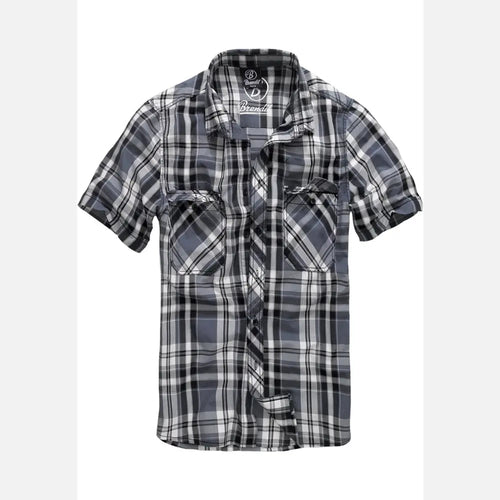Plaid shirt with short sleeves on a white background