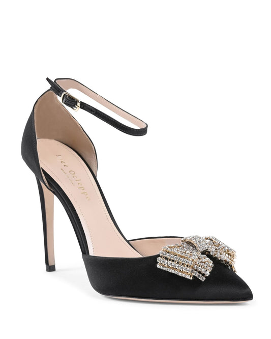 Satin Bow Pump Black - Italian Luxury High Heel Shoes - Style Queenz