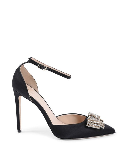 Satin Bow Pump Black - Italian Luxury High Heel Shoes - Style Queenz