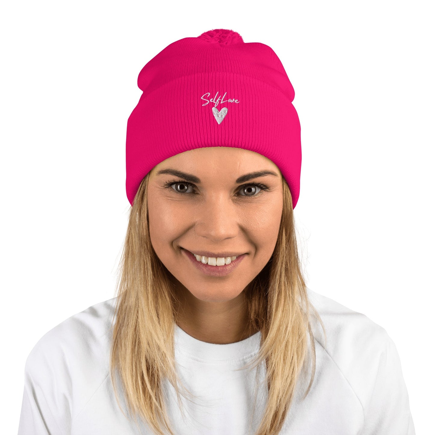 Self Love Pom - Pom Beanie - Embroidered Winter Hat with Cozy Warmth - Style Queenz