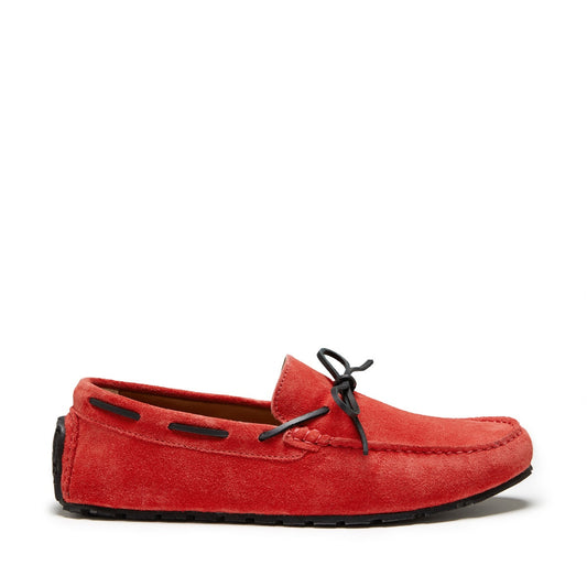 Red loafer shoe on a white background