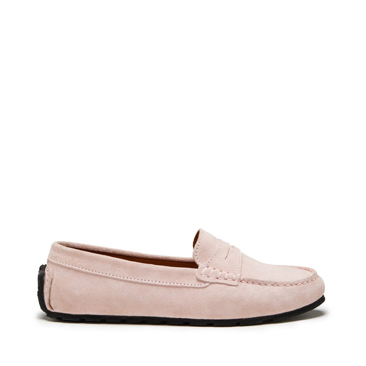 Ice Pink Suede Tyre Sole Penny Loafers - Women's