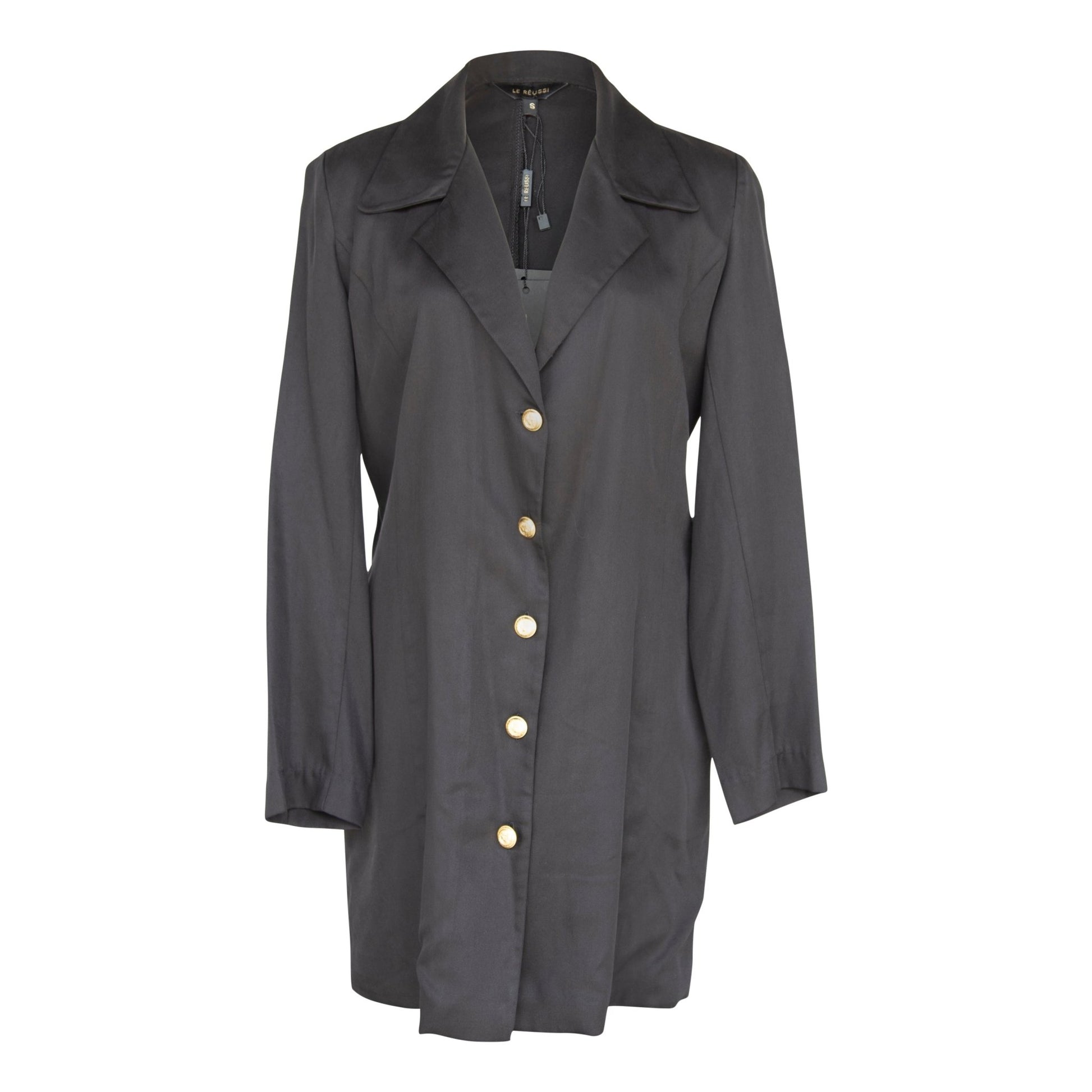The Grace Long Blazer Dress Black - American Made 100% Linen Designer Jacket - Style Queenz