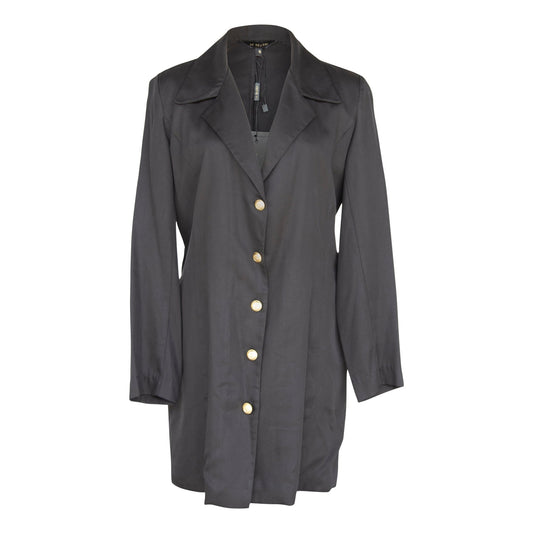 The Grace Long Blazer Dress Black - American Made 100% Linen Designer Jacket - Style Queenz
