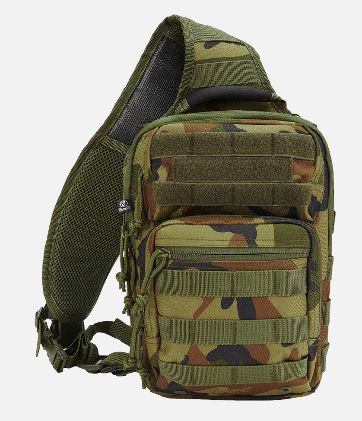 Camouflage sling bag on a white background