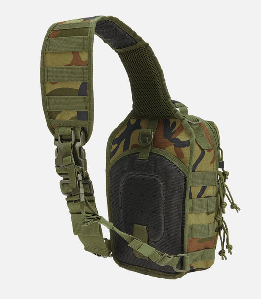 Camouflage sling bag on a white background