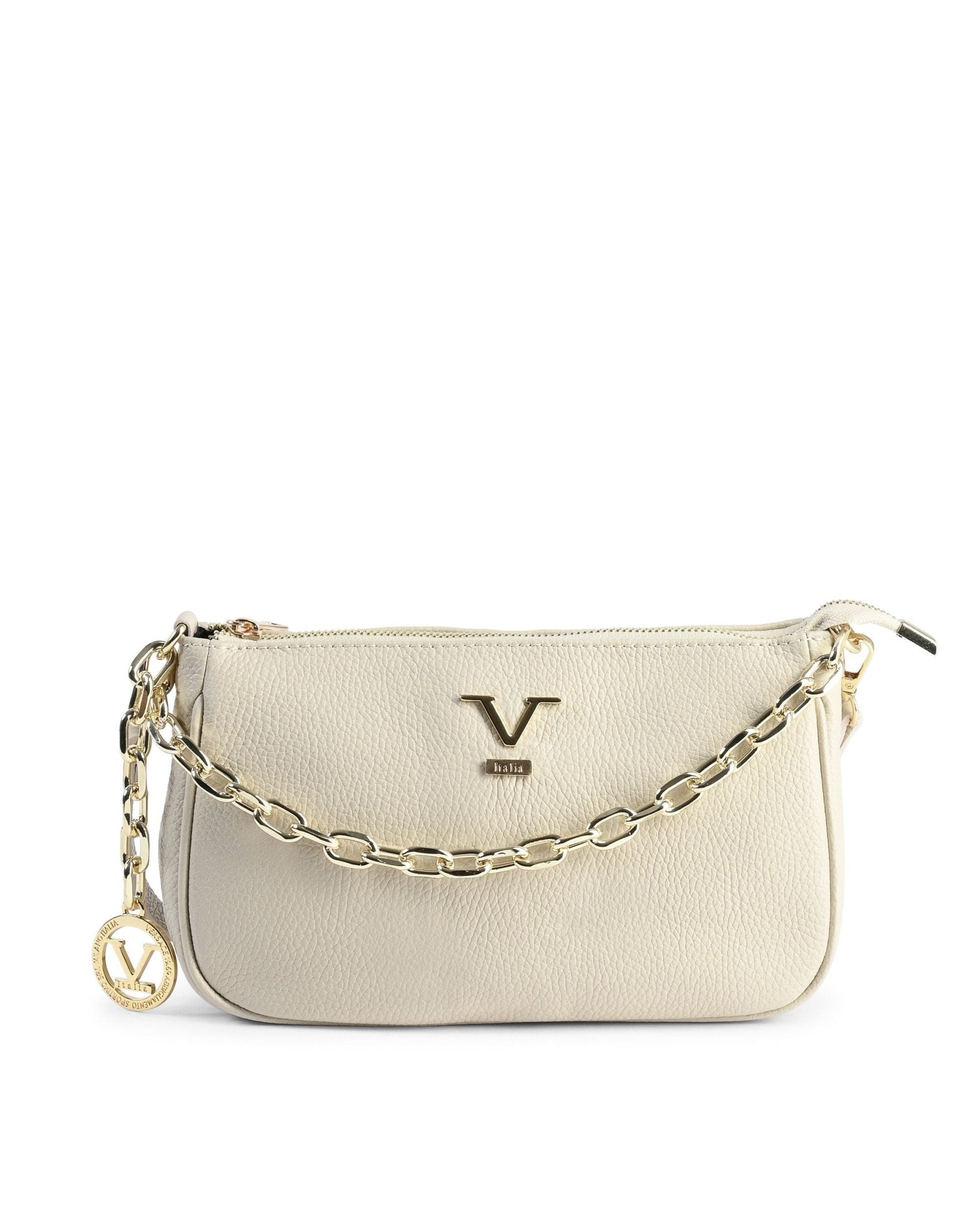 V Italia Beige Mini Bag - Premium Italian Dollaro Leather - Style Queenz