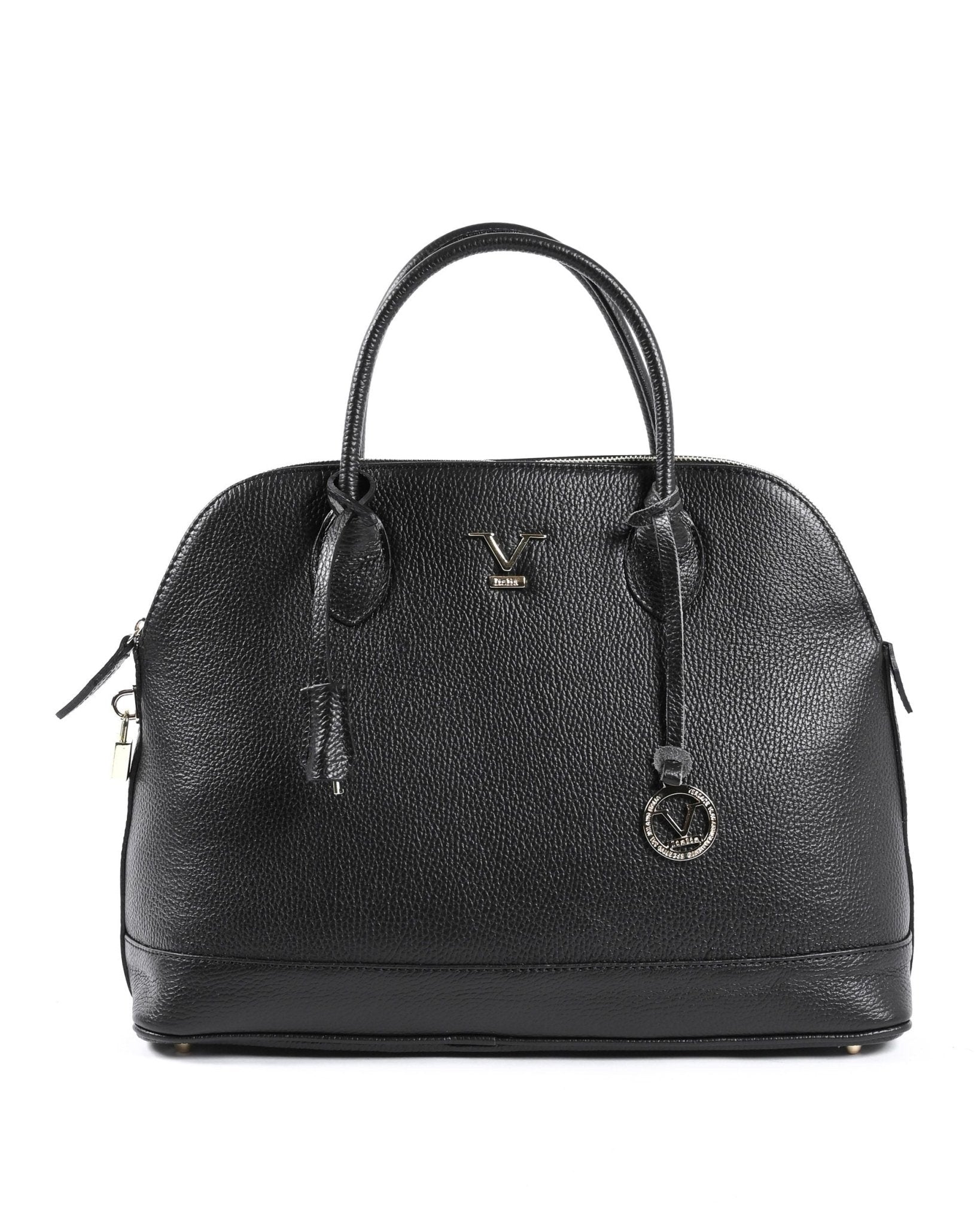 V Italia Black Leather Handbag - Premium Italian Craftsmanship BC10880 - Style Queenz