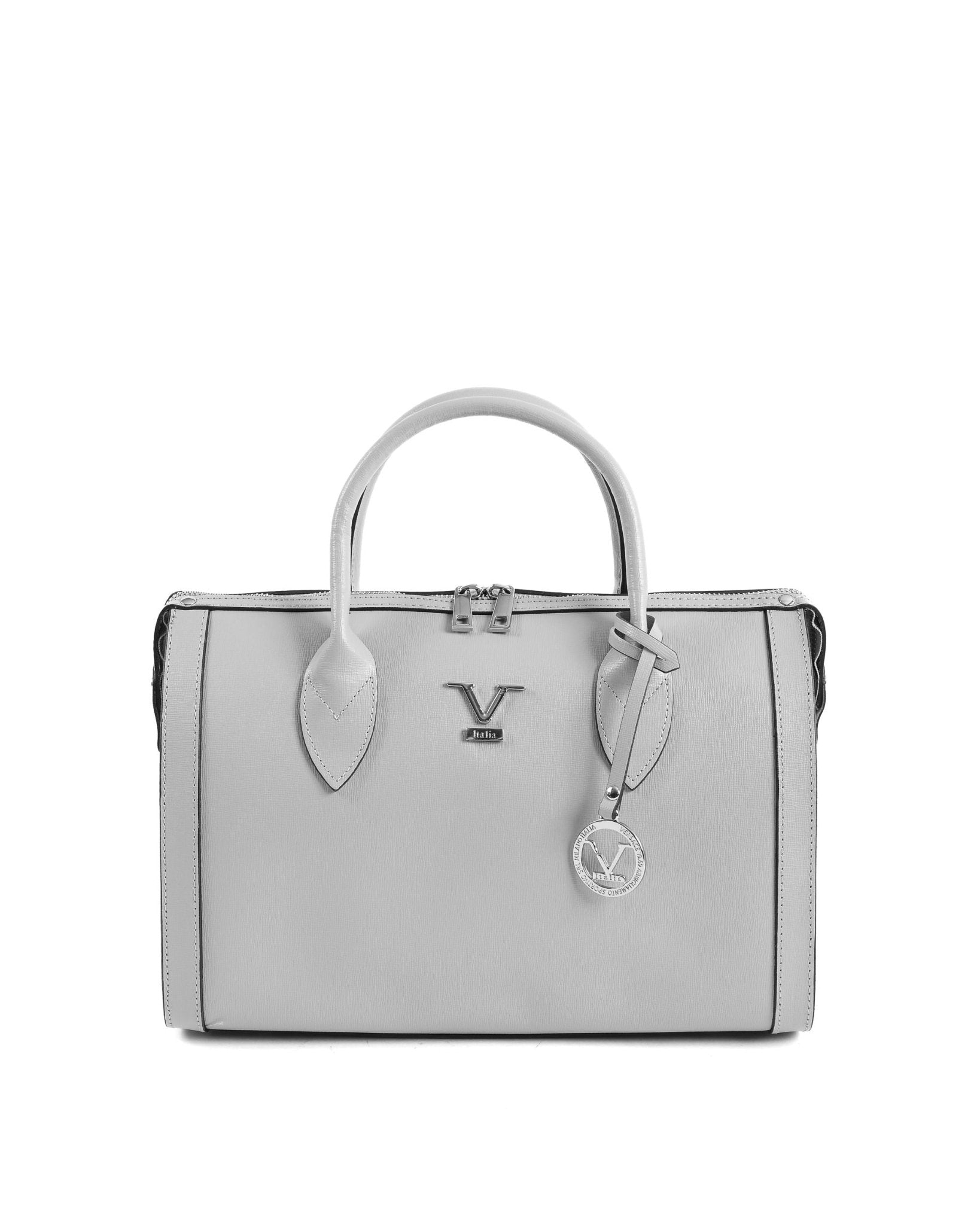 V Italia Grey Saffiano Leather Handbag - Italian Designer Bag V014 - S - Style Queenz