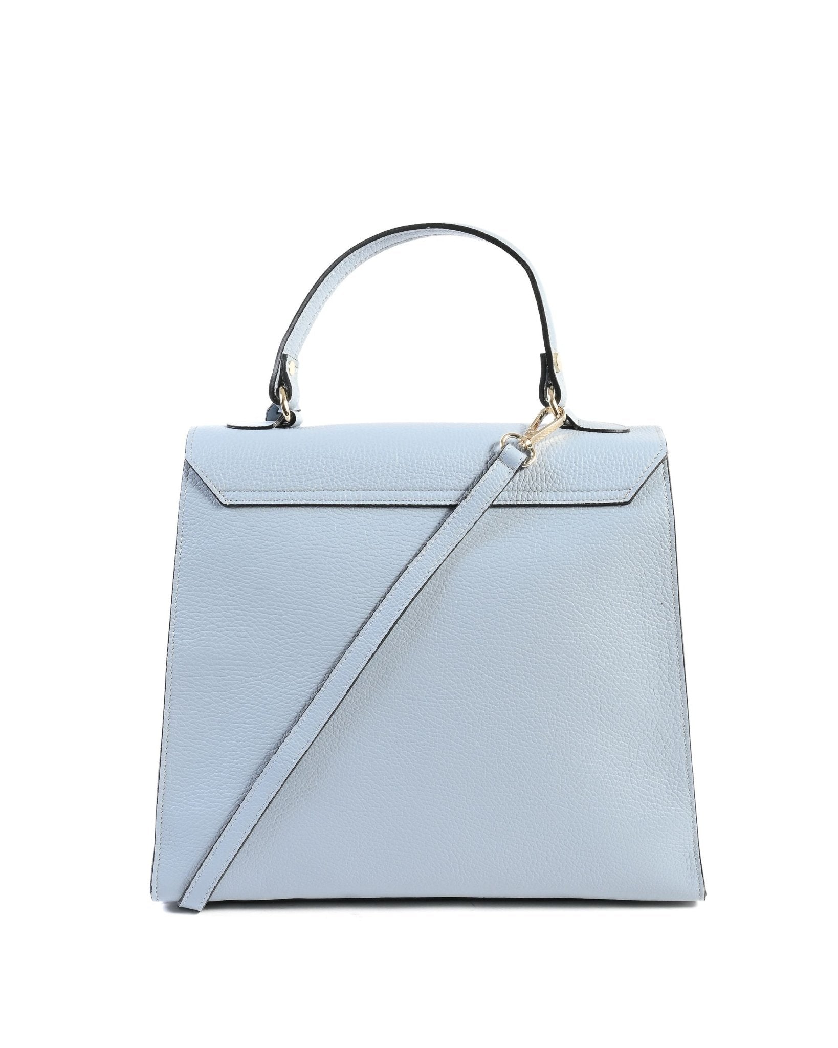 V Italia Light Blue Handbag - Premium Italian Dollaro Azzurro Leather - Style Queenz