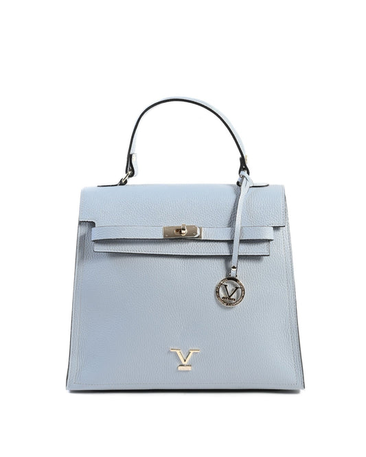 V Italia Light Blue Handbag - Premium Italian Dollaro Azzurro Leather - Style Queenz