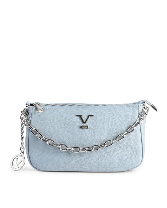 V Italia Light Blue Mini Bag - Premium Italian Dollaro Celeste Leather - Style Queenz