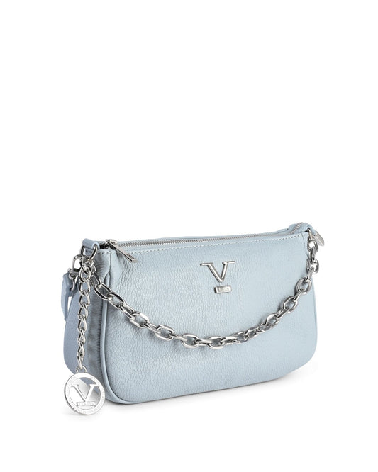 V Italia Light Blue Mini Bag - Premium Italian Dollaro Celeste Leather - Style Queenz