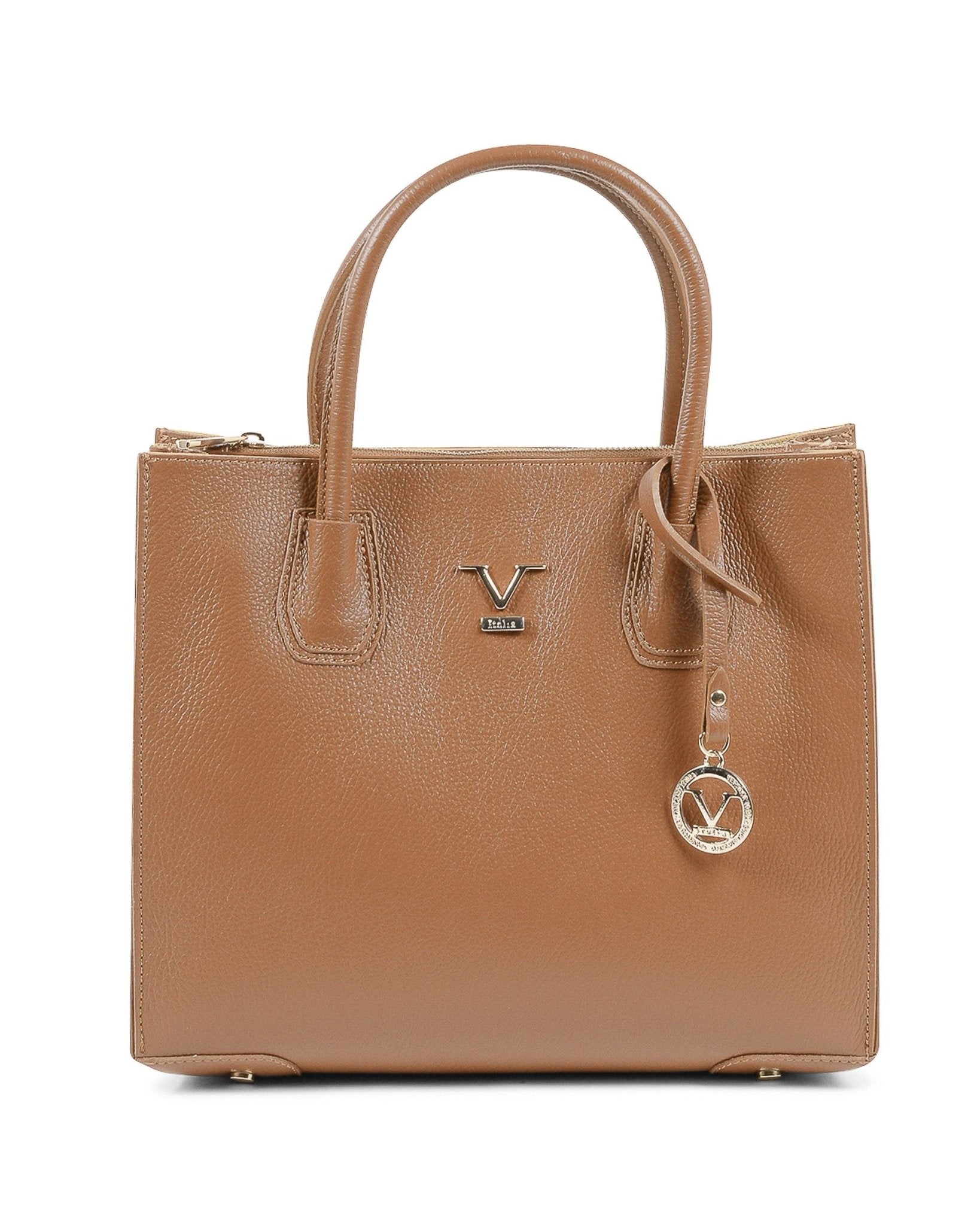 V Italia Tan Dollaro Leather Handbag - Caramello Style - 100% Italian Leather - Made in Italy - Style Queenz