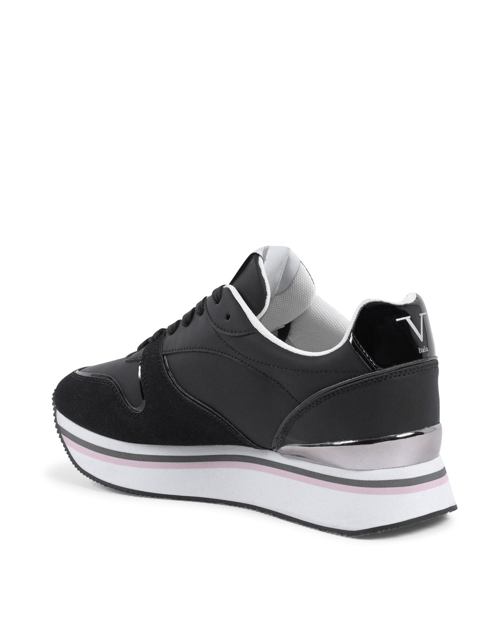 V Italia Women's Black Sneakers - Premium Synthetic Leather Casual Footwear - Style Queenz