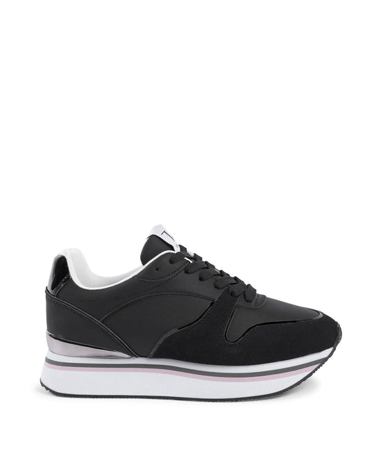 V Italia Women's Black Sneakers - Premium Synthetic Leather Casual Footwear - Style Queenz
