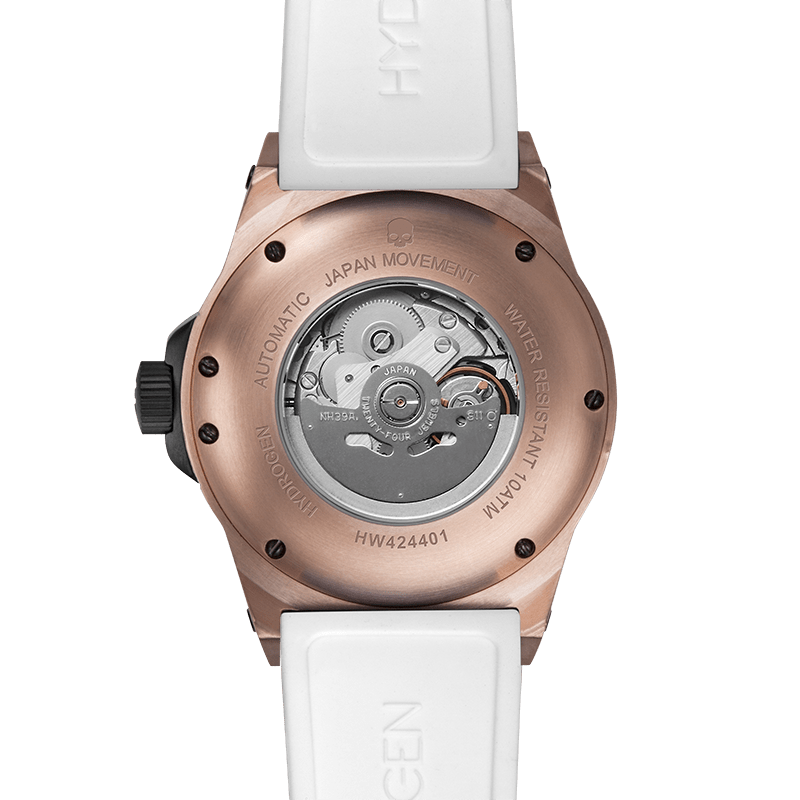 Vento White Rose Gold Watch - Japanese GMT Automatic with Silicone Strap - Style Queenz